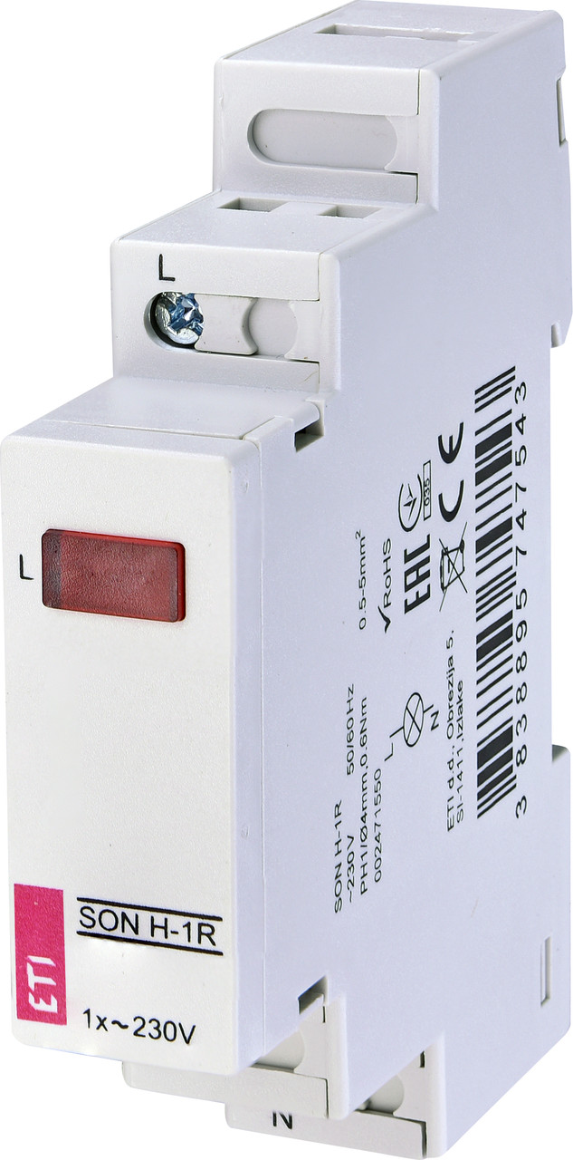 Однофазний індикатор напруги SON H-1R (червоний LED), ETI, UL94-V0