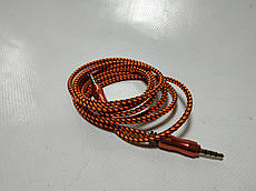 Кабель AUX 3,5 мм 1,5м тканинна Black/Orange