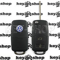 Ключ Volkswagen Passat, Caddy, Jetta (корпус Фольксваген) 3 кнопки, лезвие HU66