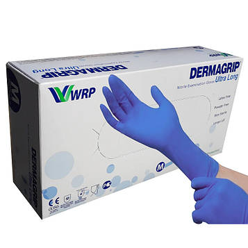 Рукавички Dermagrip Nitrile Ultra Long нітрилові оглядові нестер. неприпудрені р.L