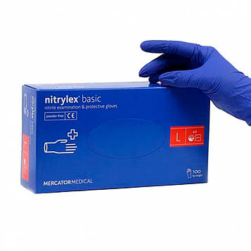 Рукавички Nitrylex PF BASIC нітрилові оглядові нестерильні неприпудрені р.XS