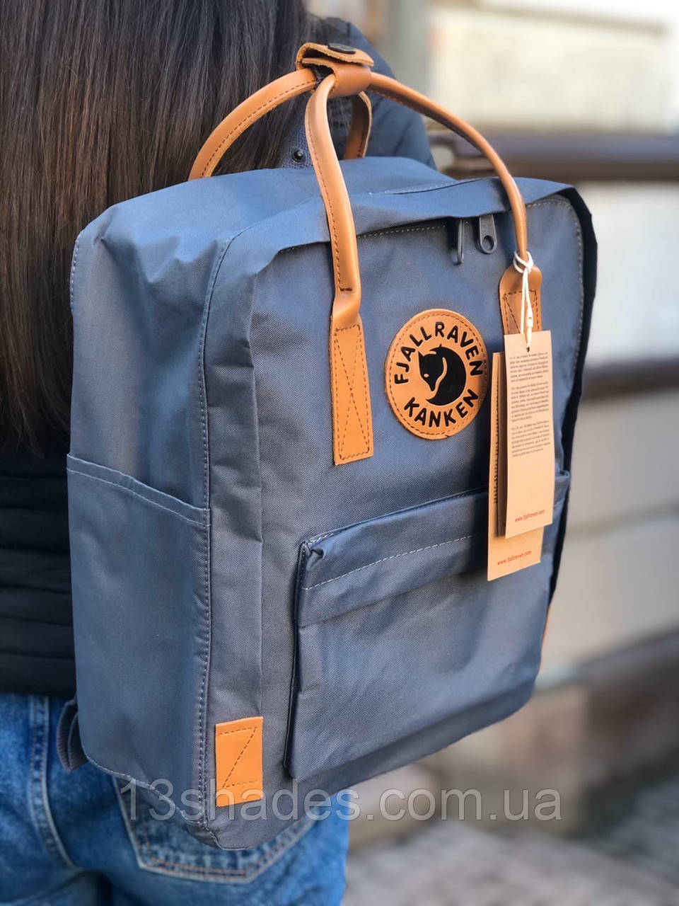 Рюкзак Fjallraven Kanken classic 16L Канкен класик 16 л Graphite ручки шкіра Київ