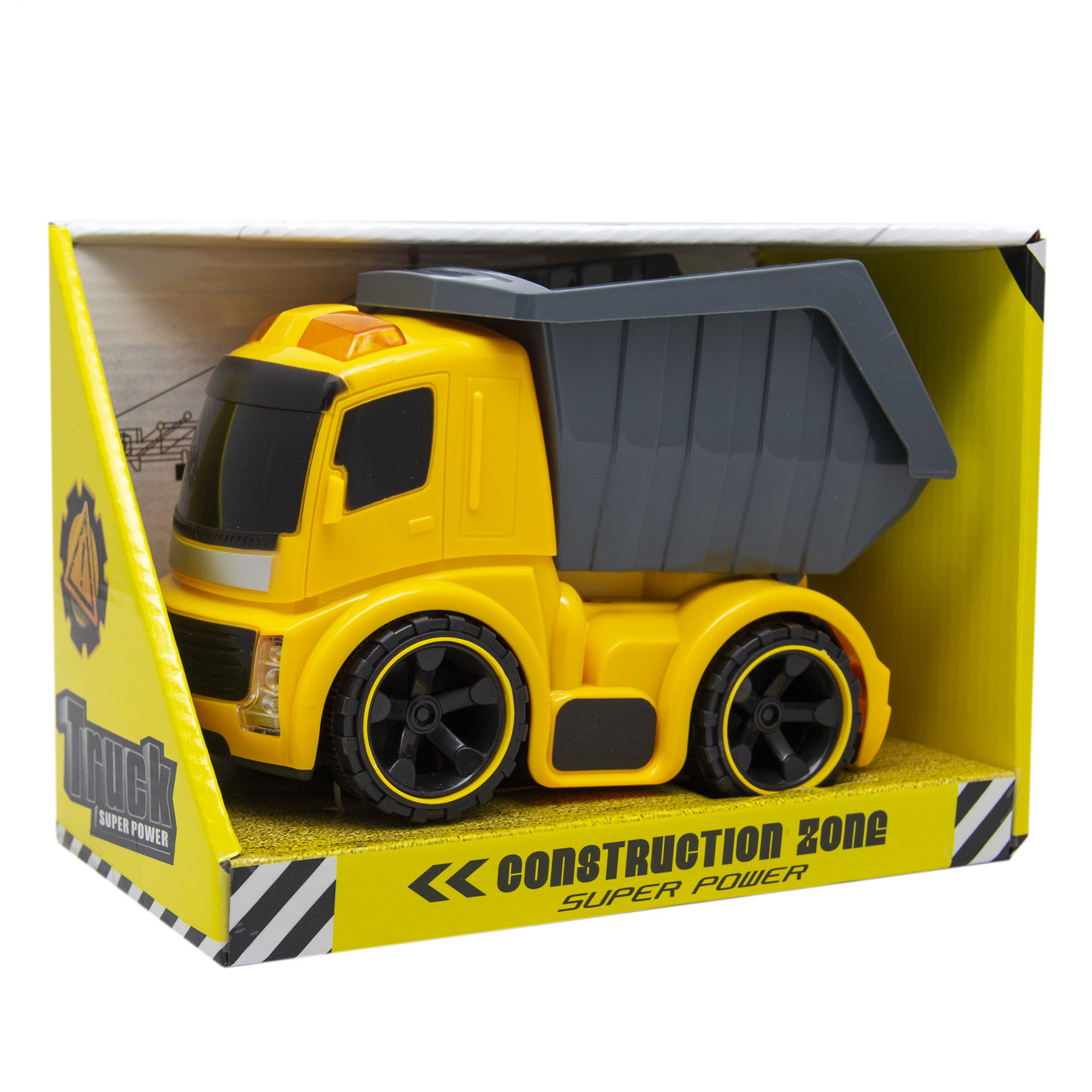 Іграшка дитяча - Самоскид, 20 см, музичний, зі світлом, жовтий з сірим, пластик (A644317M-U), фото 1