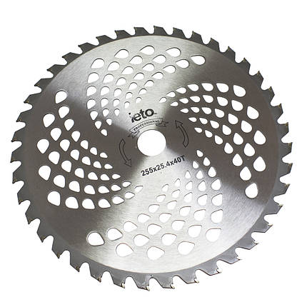 Ніж для тримера Brush Cutter Blade 40Т (255 мм, побідитові напайки), фото 1