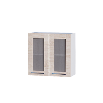 Модуль для кухні Верхній шафа вітрина 600 Еко Комбі Ясен Шимо світлий + Білий