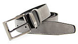 Пояс чоловічий двосторонній шкіряний Чорний Сірий, фото 4