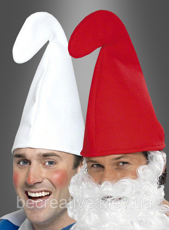 Білий капелюх карнавальний для образу гнома