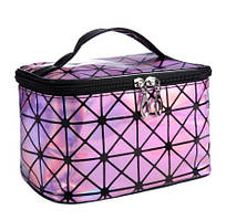 Косметичка жіноча з геометричним принтом 192 на 123 на 130 мм фіолетово-чорний