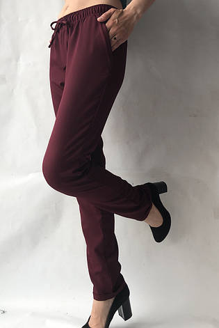 Батальні жіночі літні штани No19 бордовий. супер СОФТ (діагональка), фото 2