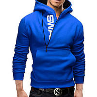 Мужская спортивная толстовка на молнии с капюшоном Swag голубой, L