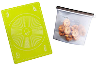 Комплект силиконовый антипригарный коврик для выпечки и раскатки теста и силиконовый пищевой судок (vol-599)