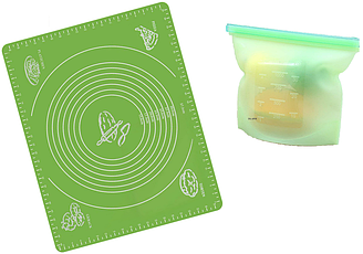 Комплект силіконовий антипригарний килимок для випічки і розкочування тіста і силіконовий харчової судок (n-599)