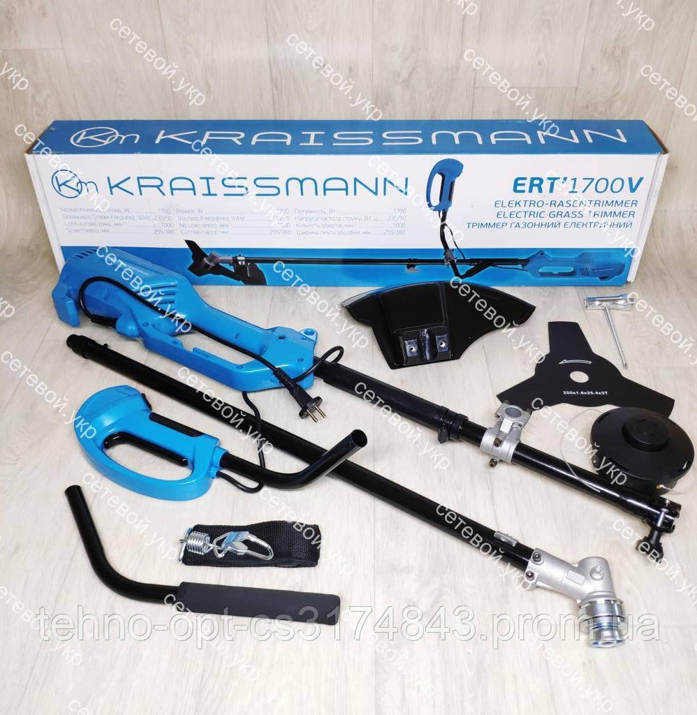 Электрокоса Kraissmann ERT 1700V с разборной штангой коса электрическая