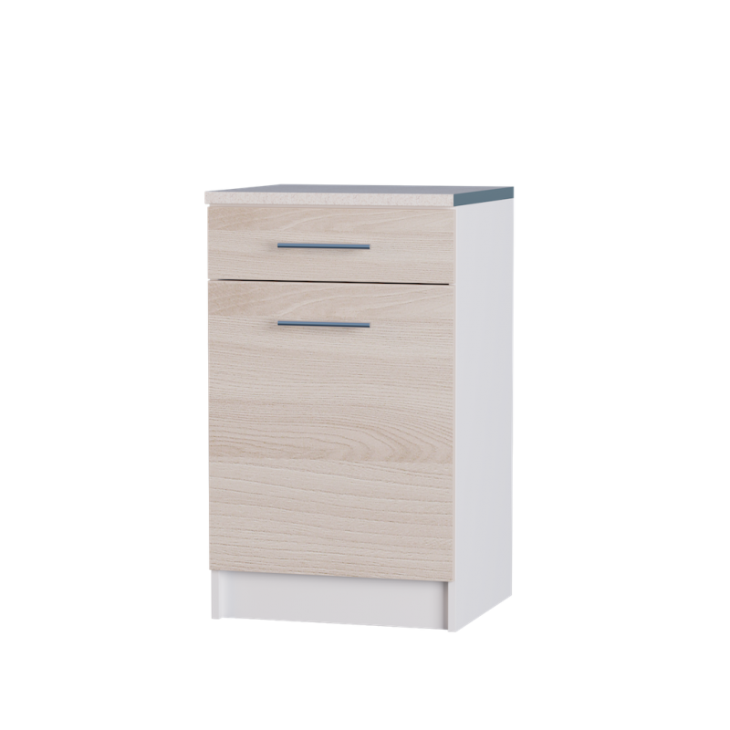 Модуль для кухні Нижня шафа з 1 висувним ящиком 500 Екз Ясен Шимо Світлий + Білий