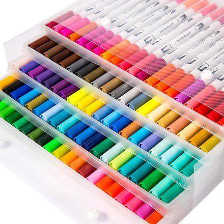 Акварельні маркери пензлики 100 кольорів для малювання FineLiner Brush Markers Pens, Кисть лайнер для акварелі