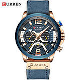 Годинник Curren RUNNING wach Blue-Gold з хронографом стильний годинник, фото 3