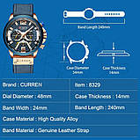 Годинник Curren RUNNING wach Blue-Gold з хронографом стильний годинник, фото 4