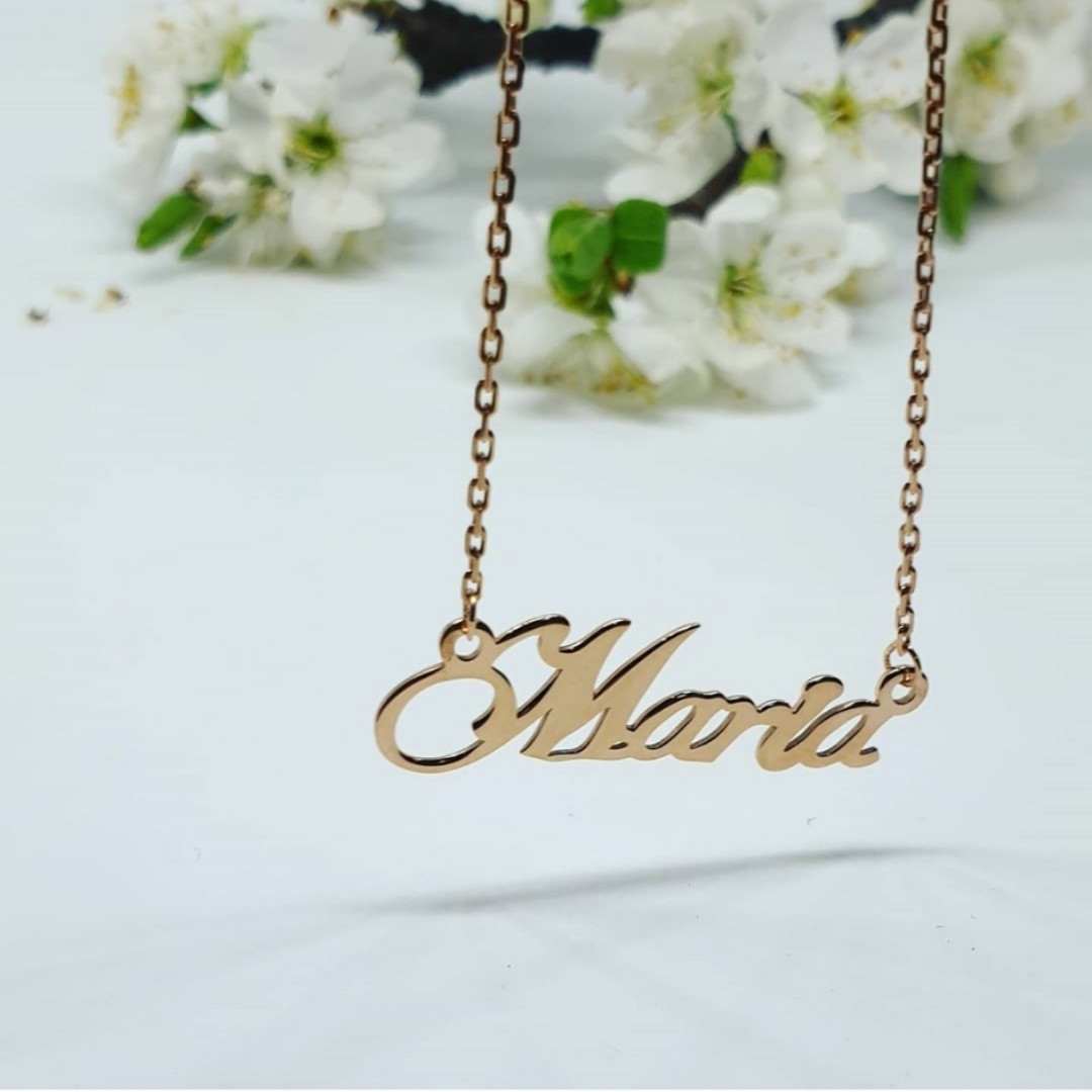 Срібна іменна ланцюжок позолочена Марія Maria 925 проби