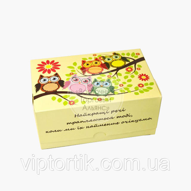 Упаковка для зефіру і еклерів - Сови - 180х120х80 мм, фото 1