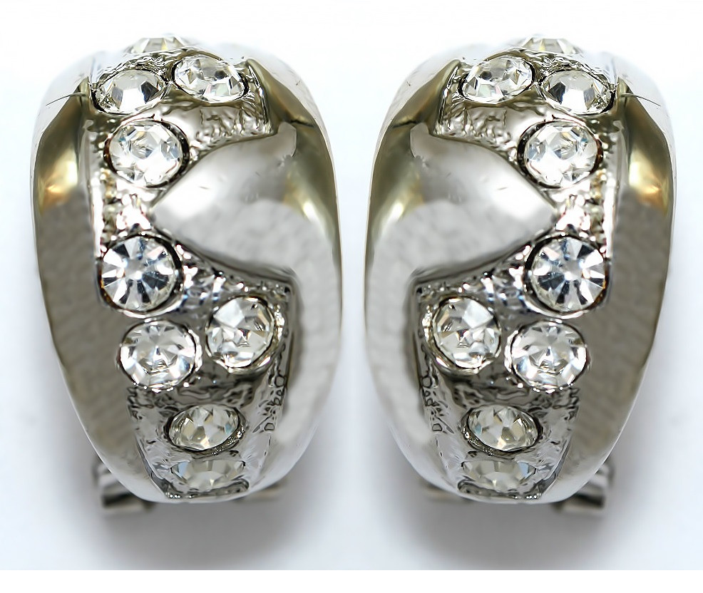 Сережки з італійською застібкою Neoglory. Родій. Камені: циркон. Довжина: 2.1 см. Ширина: 13 мм.