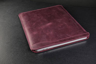 Чохол для MacBook Дизайн №27 з натуральної шкіри колір Бордо