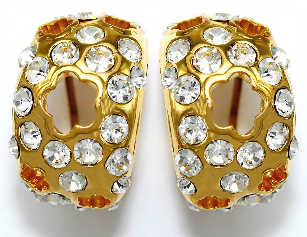 Сережки з італійською застібкою Neoglory. Позолота. Камені: циркон. Довжина: 2.2 см. Ширина: 14 мм.