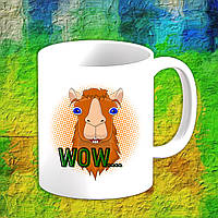 Білий кухоль (чашка) з принтом Альпака "WOW..."
