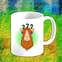 Білий кухоль (чашка) з принтом Альпака "???"