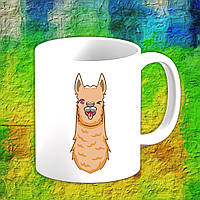 Білий кухоль (чашка) з принтом Альпака "Підморгує"