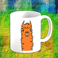 Білий кухоль (чашка) з принтом Альпака (мальована)