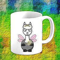 Білий кухоль (чашка) з принтом Альпака Фея