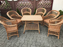 Набір плетених меблів із лози із шістьма кріслами, фото 2