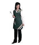 Фартух - накидка Ніка, темно-зелений-бежевий тк. сумішова, фото 2