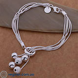 Набір підвіска та браслет із кулями Вісячі Буси кулон стерл. ср. проба tiffany комплект, фото 4