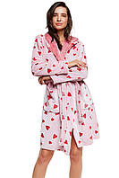 Теплый женский халат с капюшоном (размеры М-XL в расцветках) Красный, L-XL