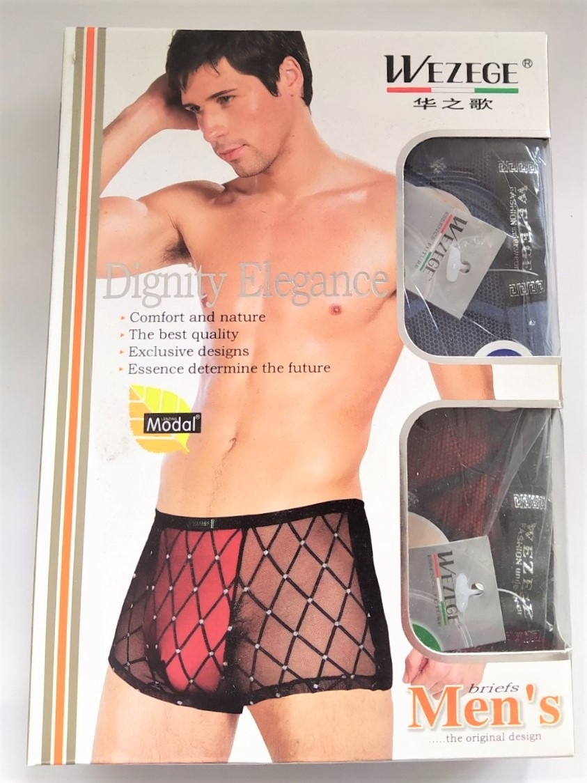 Чоловічі еротичні труси - шорти для сексуальних ігор з прозорими вставками XXXL 2шт/уп. Різні кольори