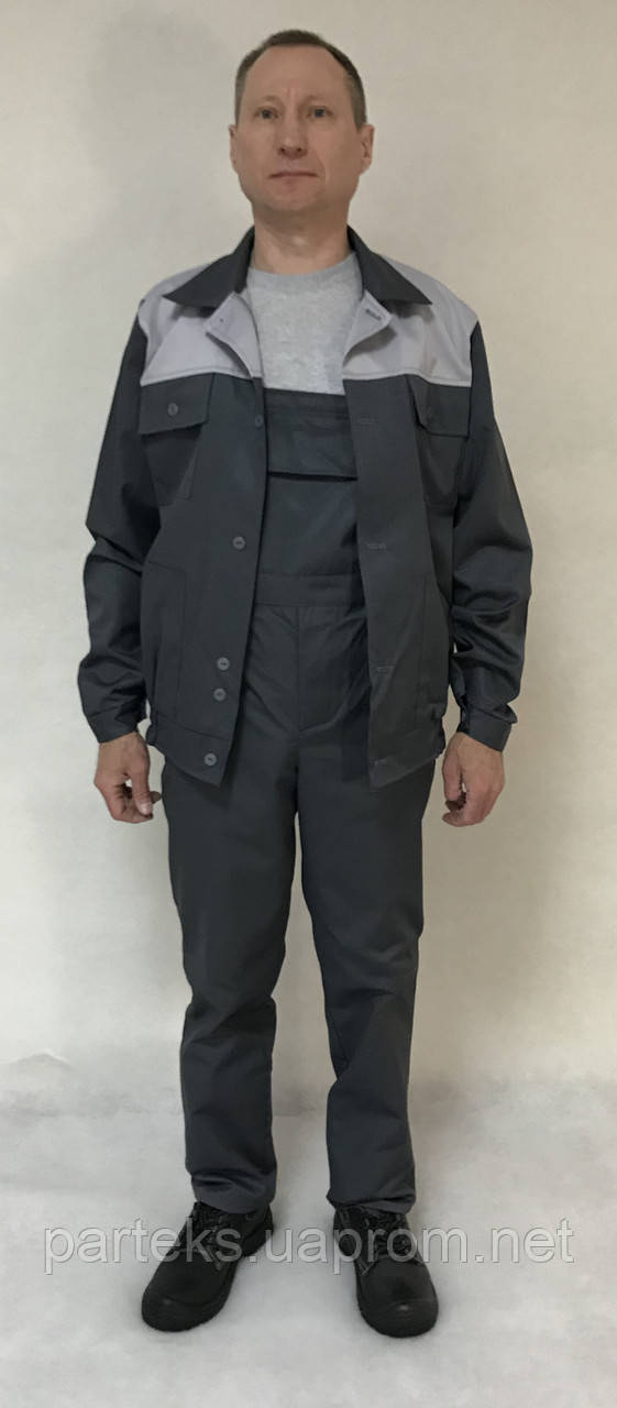 Костюм рабочий Мастер, куртка и полукомбинезон серого цвета - фото 5 - id-p7924724