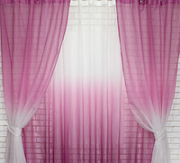 Комплект штор из батиста "Омбре" цвет розовый с белым