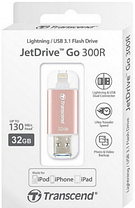 Флешнакопичувач Transcend JetDrive Go 300 Lightning/USB 3.1 32GB Рожевий, фото 2