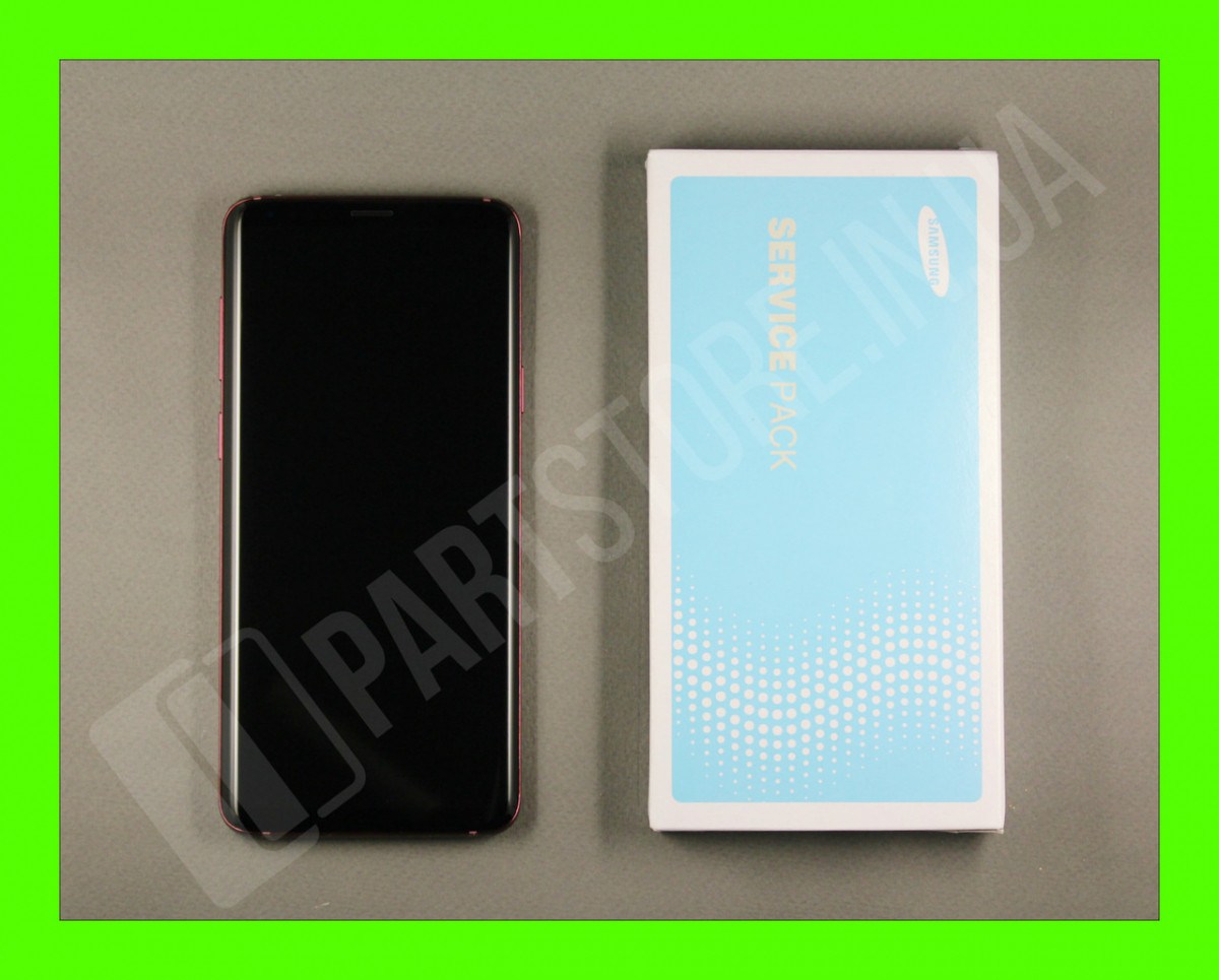 Дисплей Samsung G965 Burgundy Red S9+ (GH97-21691F) сервісний оригінал у зборі з рамкою