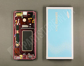 Дисплей Samsung G965 Burgundy Red S9+ (GH97-21691F) сервісний оригінал у зборі з рамкою, фото 2