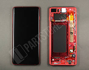 Дисплей Samsung G975 Red S10+ (GH82-18849H) сервісний оригінал у зборі з рамкою, фото 3