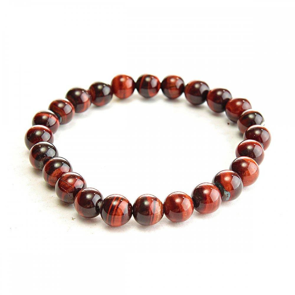 Браслет на резинці з натурального каменю Бичаче Око гладка кулька d-8(+-)мм купити біжутерію гуртом