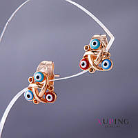 Сережки Xuping "Око" d-8мм купити біжутерію дешево оптом в інтернеті