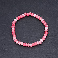 Браслет "Турмалін" (іміт.) біло рожевий "ситцевий" d-6х4мм на резинці купити біжутерію оптом в інтернеті