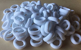 Гумки для волосся махрові 3 см, 100 шт, білі – м’які резинки з мікрофібри без заломів для дівчат, жінок і дітей