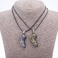 Парний кулон дружби Кросівки на шнурі L-45см колір металу "срібло і бронза" купити біжутерію дешево оптом в інтернеті