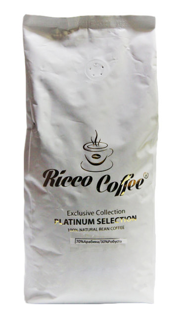 Кава в зернах Ricco Coffee Platinum Selection 1 кг 70% Арабіка 30% Робуста