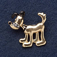 Брошка "Собачка Плуто" 4х3,5 см жовтий метал купити біжутерію дешево оптом в інтернеті
