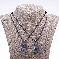 Парний кулон дружби "Ейфелева вежа" на шнурі L-45см d -20х30мм колір металу "срібло" купити біжутерію дешево оптом в інтернеті